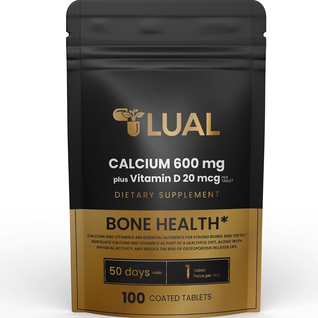 LUAL Calcium Bone Health Dieetsupplement Tabletten, 600 mg, 100 Tellen