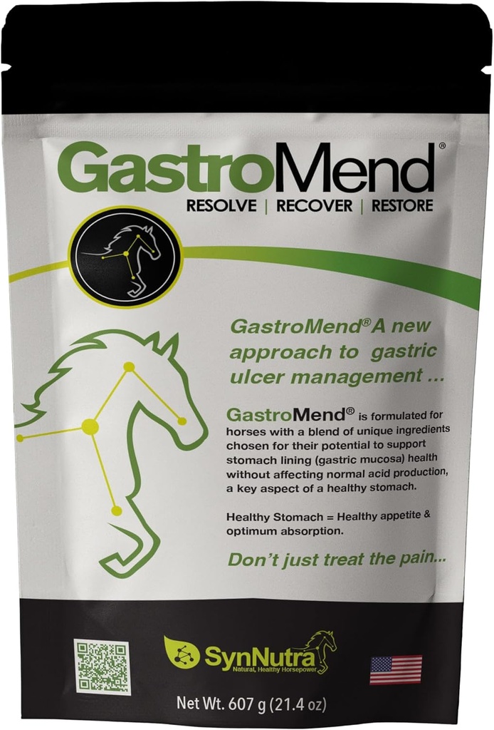 GastroMend® Gastro-intestinale gezondheidssupplement voor paarden, 100% natuurlijk, bevordert maag- en darmgezondheid in Equines, kosten-effectieve spijsvertering Wellness, 60 porties per zak, Made in The USA