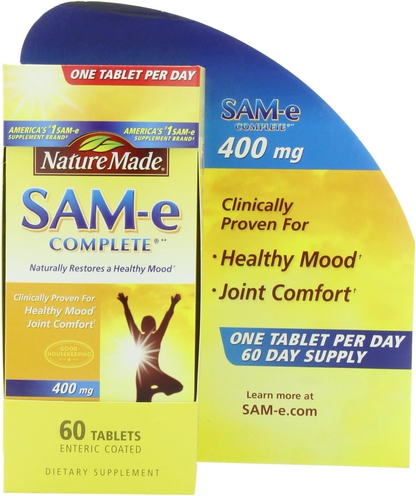 Nature Made SAM-e Complete 400 mg. Tablet (Helps Support Healthy Mood & Joint Comfort) Waarde Maat 60 ct