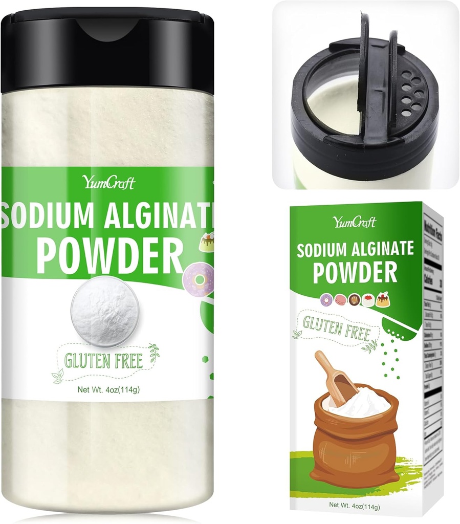 Natriumalginaatpoeder - 4oz Pure Natriumalginaat Food Grade Thickener Powder, Natural Gelling Agent for Desserts, Kaviaar Spheres Making, Ice Cream, Meatloaves, Vegan Stabilisator for Baking, Thicking