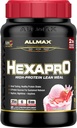 ALLMAX HEXAPRO, aardbei - 2 lb - 25 gram eiwit per portie - 8 uur Sustained Release - Zero Sugar - 21 porties