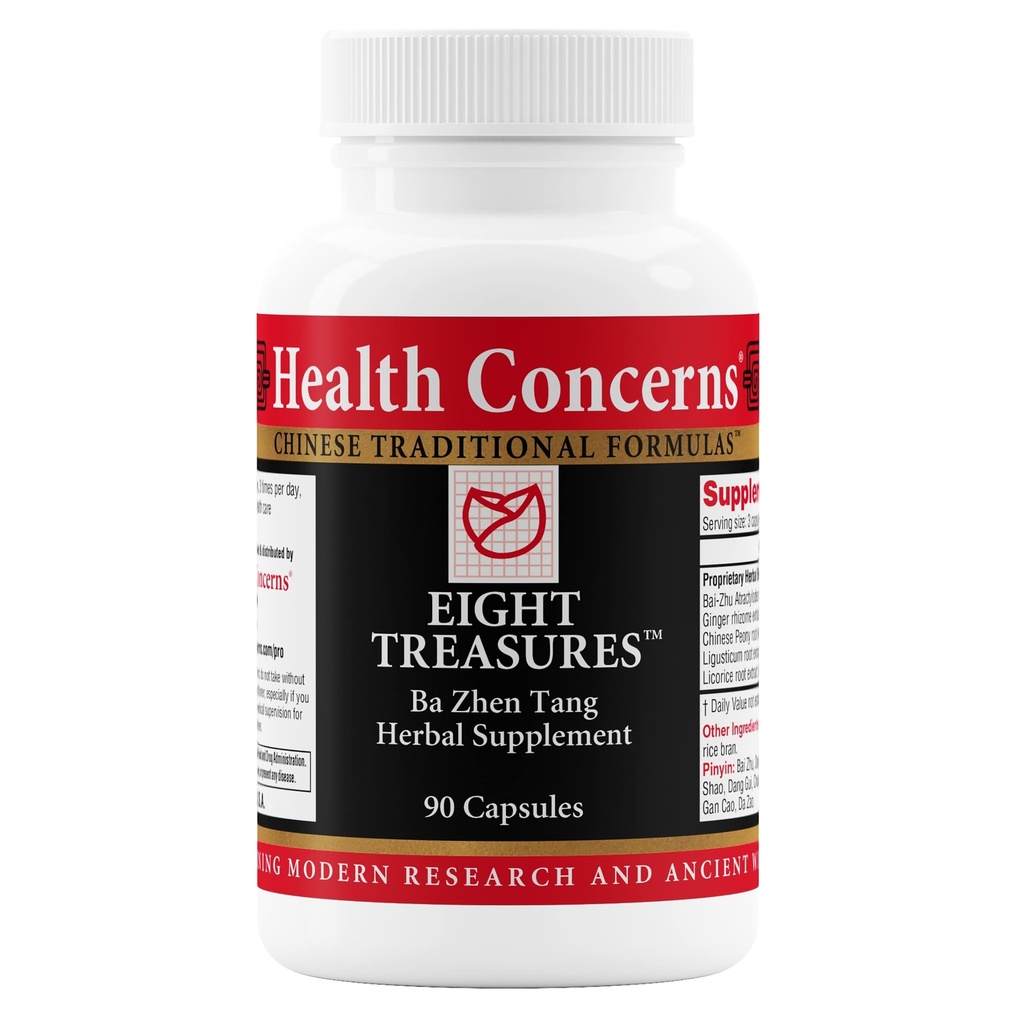 Health Concerns Eight Treasures – Menstrual Relief & Women's Health Supplement – Uterine Health, Fatigue, Irregular Cycles, Postpartum Recovery – Herbal Chinese Medicine – 90 Capsules