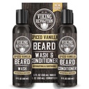 Viking Revolution Baard Wash en Baard Conditioner voor mannen met Argan Oil en Jojoba Oil - Baard Softener en Versterker Baard Care Baard Shampoo en Conditioner met Baardolie (5oz, Spiced Vanilla)