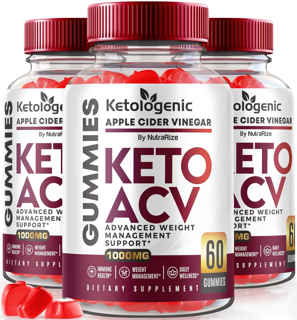 NutraRize (pakket van 3 Ketologene Keto ACV Gummies Advanced Weight Loss, Detox Formula, Apple Cider Vinegar Supplement (180 Gummies)