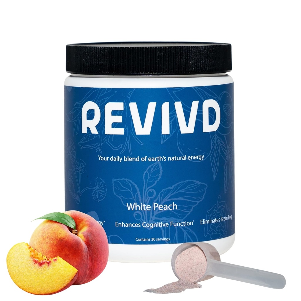 White Peach Natural Energy Supplement for Enhanced Focus, Brain Fog Removal & Increased Congnitive Function - Yerba Mate Infused