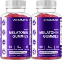 Vitamatic Melatonine Gummies - (2,5 mg 5 mg & 10 mg Doses) - 60 Tellen Elke - (verpakking van 2)