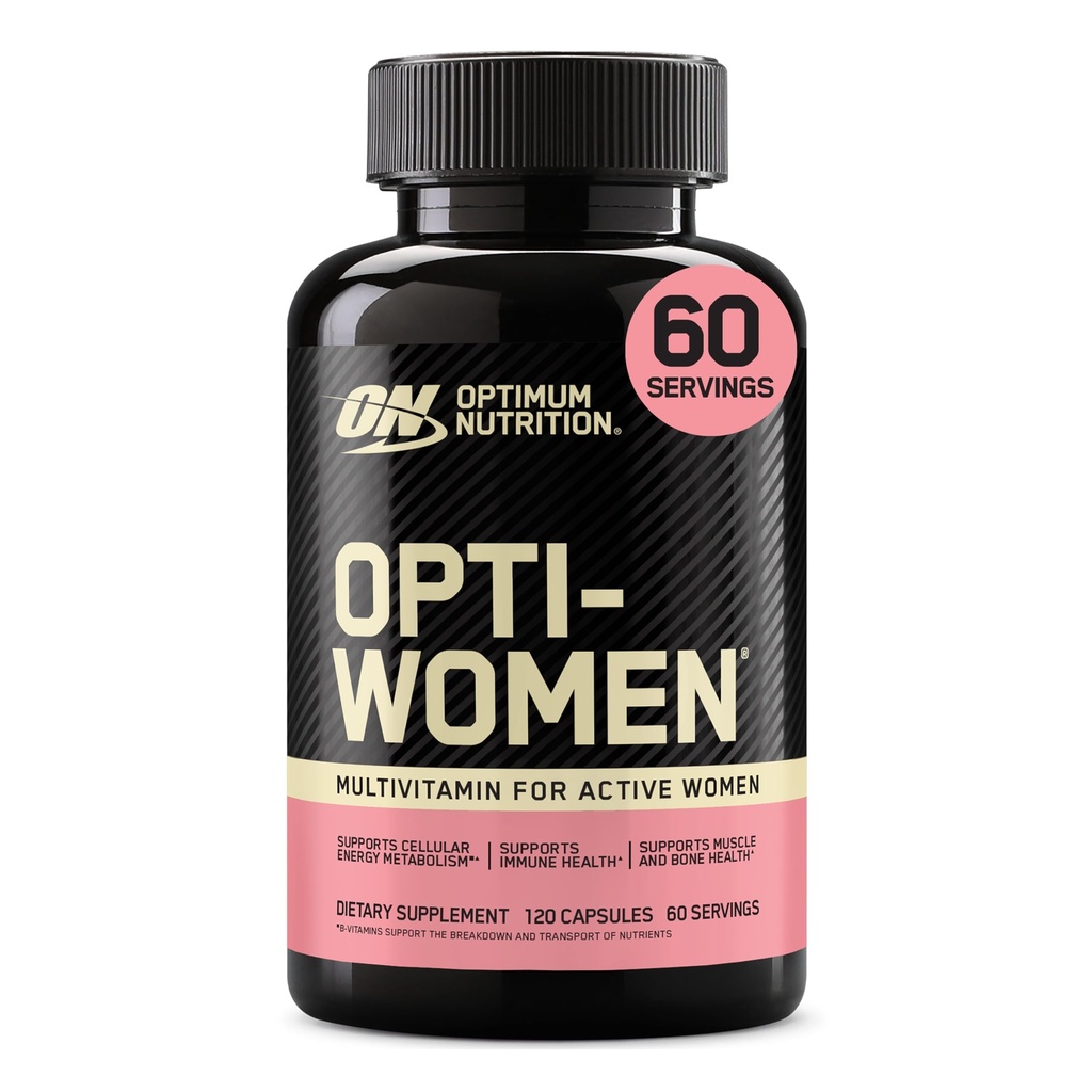Optimale Voeding Opti-Vrouwen, Vitamine C, Zink en Vitamine D voor Immune Ondersteuning Vrouwen Dagelijks Multivitamine Supplement met ijzer, Capsules, 120 Tellen