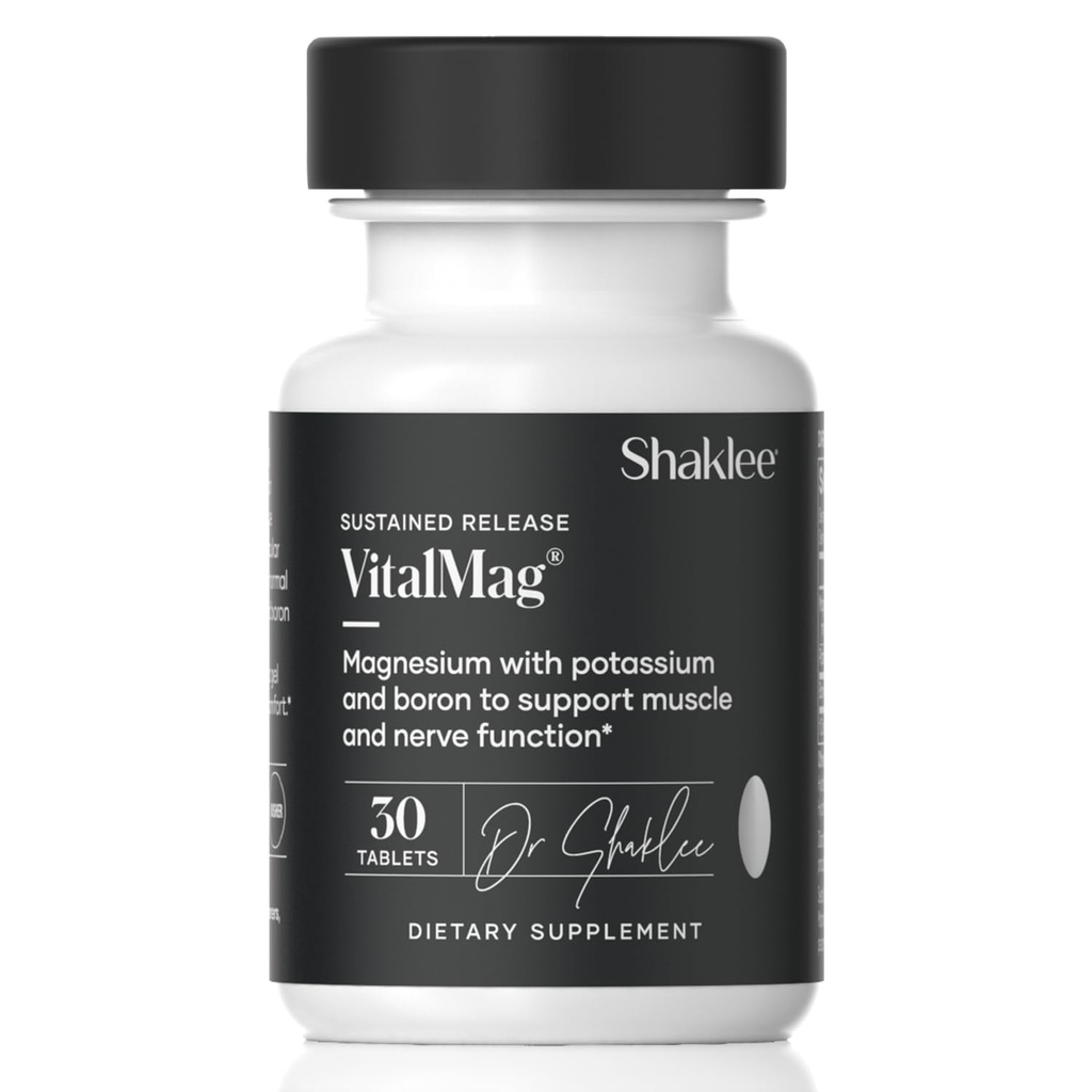 Shaklee - Sustained Release VitalMag - Magnesium Supplement for nerve, Muscle, and Heart Health - Kalium & Boron Blend - Ondersteunt cardiovasculaire gezondheid - Gemakkelijke spijsvertering - 30 tabletten