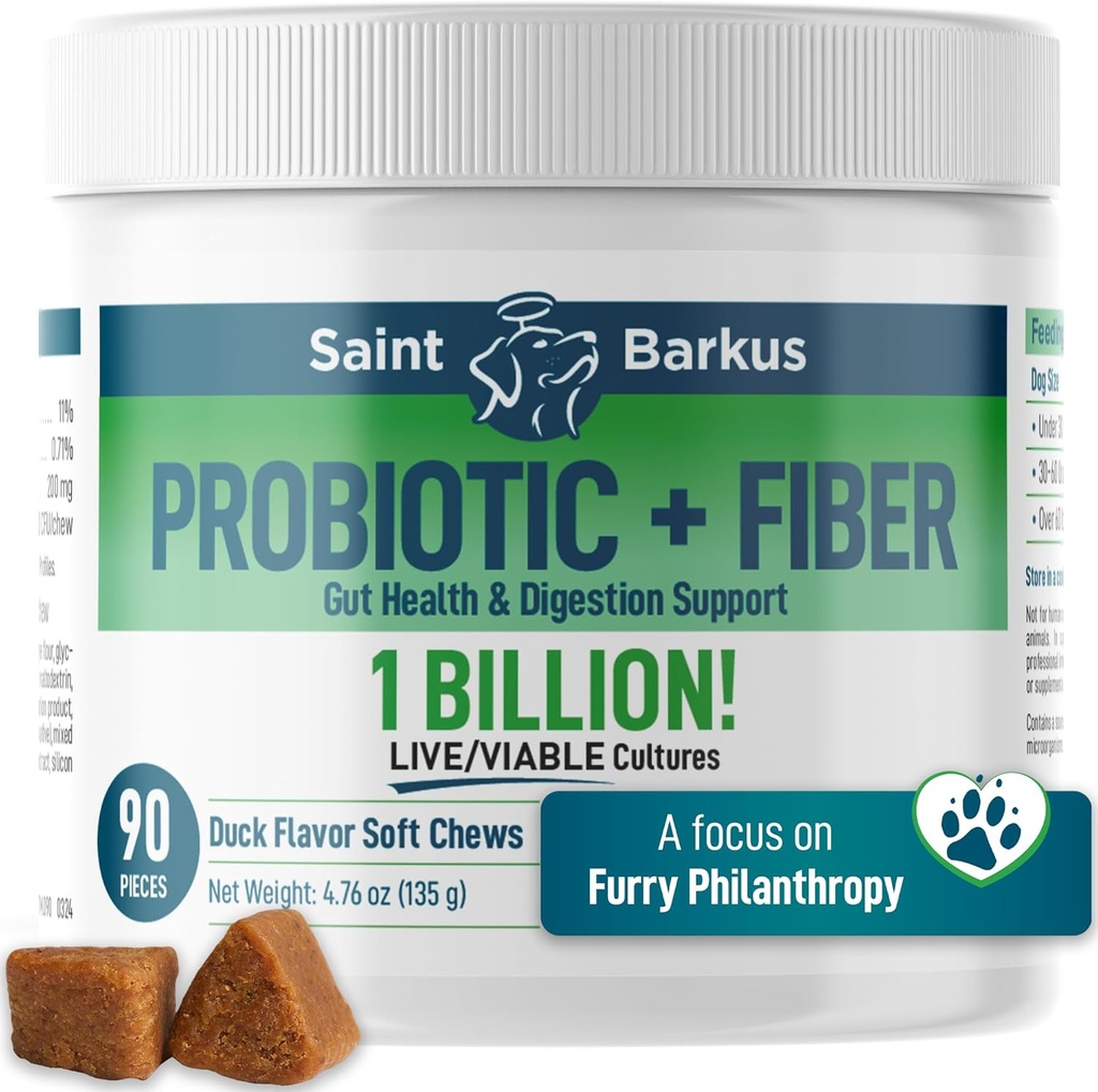 Probiotische + Fiber Regularity & Digestieve Gezondheid. Probiotische supplementen voor honden voor Gut Health, Regularity, Stoute Maag, Gas, Gist. Geef terug aan No-Kill Shelters! Aantal