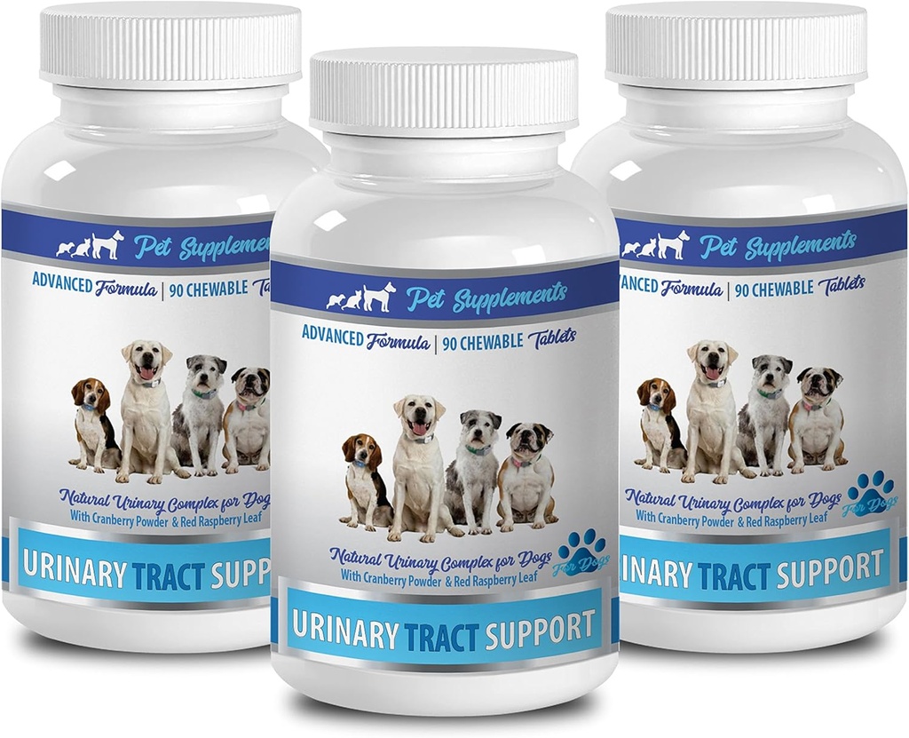 Honden urine Incontinentie Supplementen - Hond Urine Tract Ondersteuning - Natuurlijke Cranberry Solution - Bladder Health - Vet Aanbevolen - Cranberry Juice voor honden - 3 Fles (270 Treats)