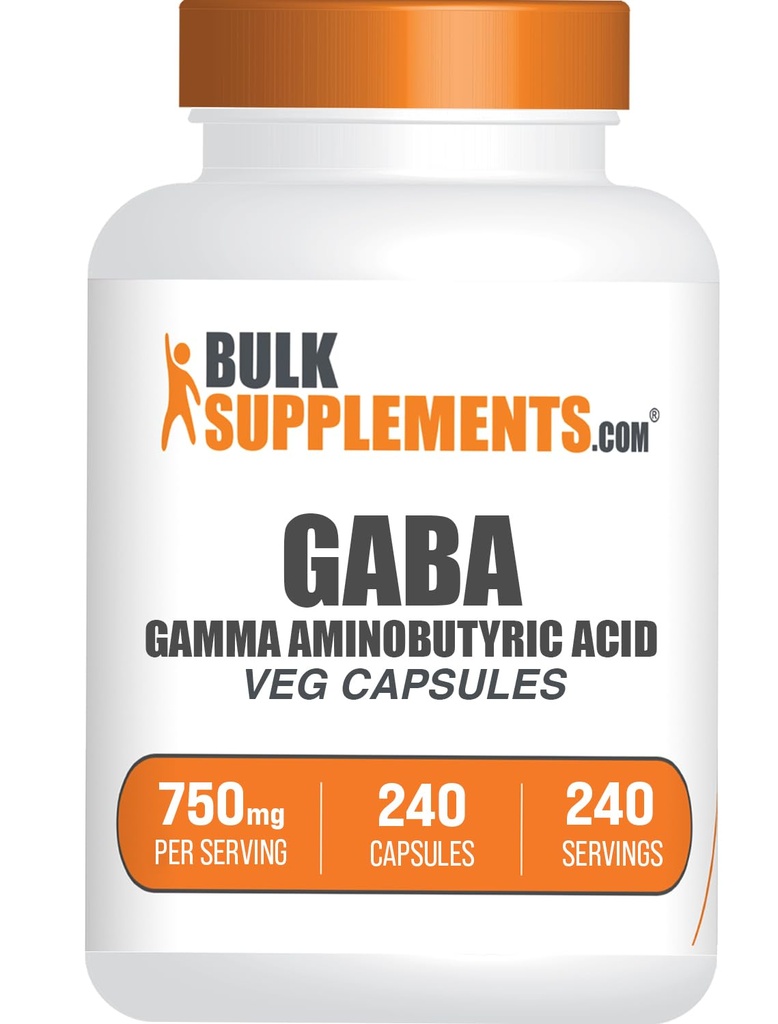 BulkSupplements.com Gamma Aminoboterzuur Capsules - GABA Supplement, GABA 750mg - Vegan & Glutenvrij, 1 capsule per portie, 240 telling (verpakking van 1)