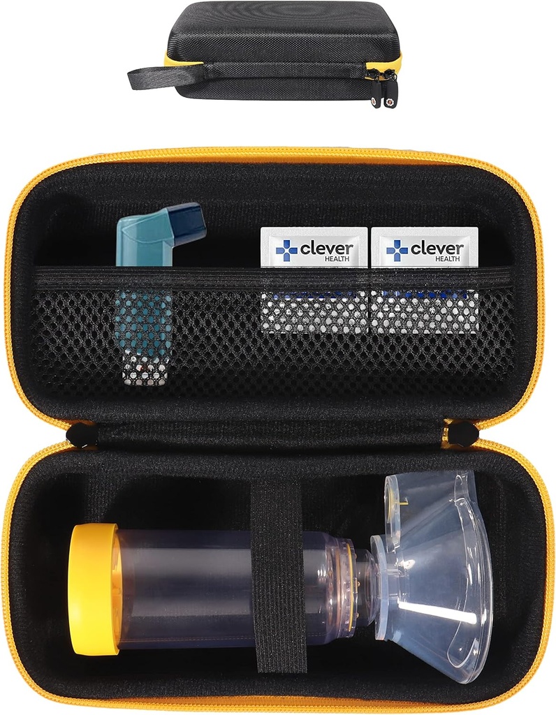 GETGEAR Asthma Inhaler Holder case, Compact and Sturdy case for Handy Ventolin Inhaler for Adults and Kids (CASE ONLY) (Black)