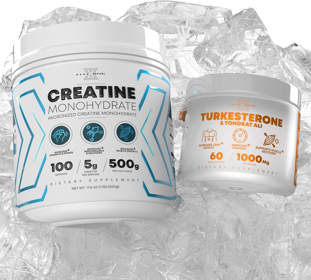 Prestaties Micronized Creatine Monohydraat Powder Supplement + Turkesteron Glutenvrij, Non-GMO, Veganistisch