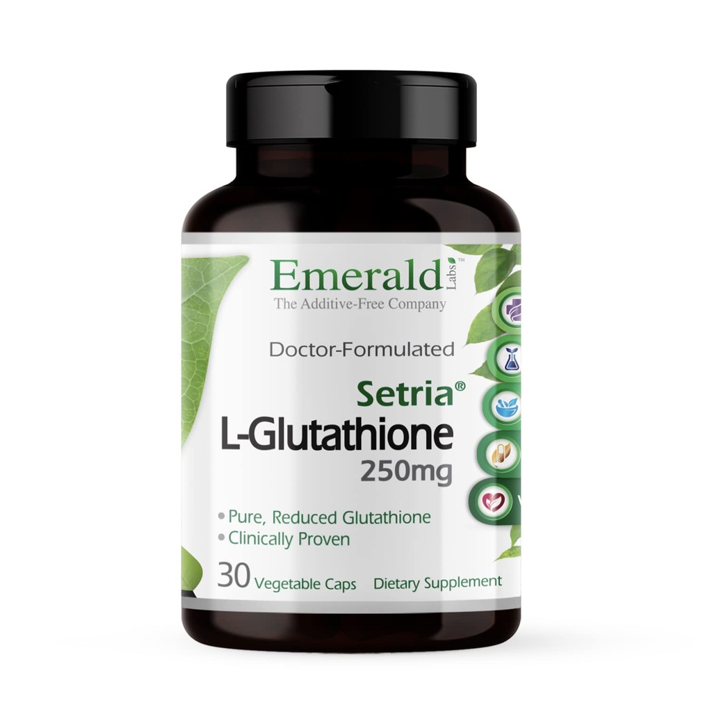 EMERALD LABS Setria L-Glutathione - Krachtig Glutathionsupplement - Biedt lever- en immuniteitssteun* - Glutenvrije - 30 plantaardige capsules
