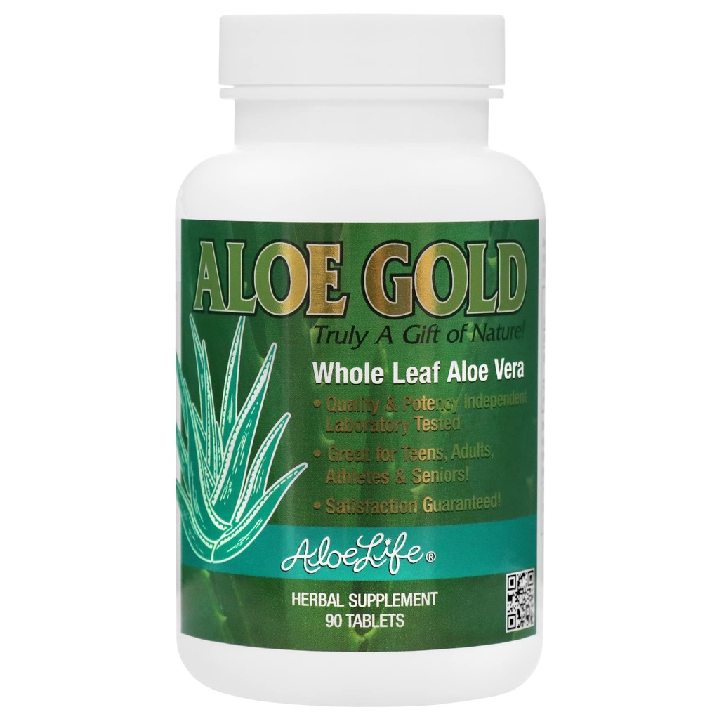 Aloë Life - Aloë Gold Tablets, Immune Support & Gezonde Kruiden Bitters, Ondersteunt juiste spijsvertering, bevordert energie en lichaamswelzijn, Certified Organicly Grown Whole Leaf Aloë Vera Leaves (90 tabletten)