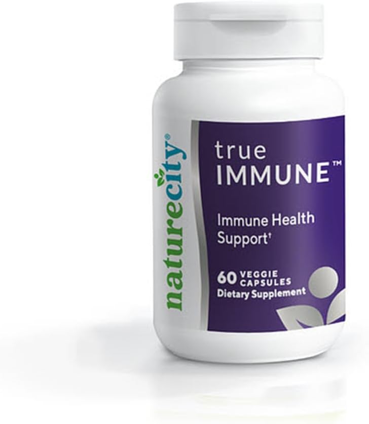 NatureCity True-Immune 5-in-1 Vitaminen D3, C, Zink, Selenium, en Maitake Mushroom Extract voor Immunity Support - Year-Round Immune Support Supplement - 60 Veggie Capsules - Non GMO, Glutenvrij