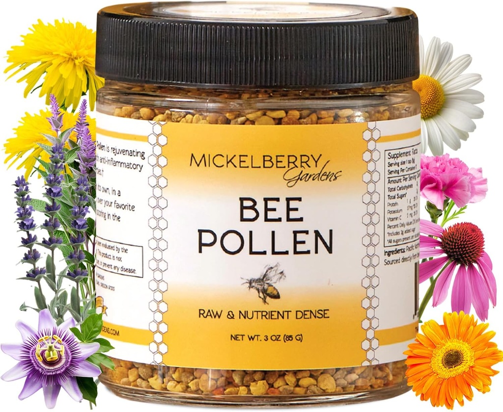 Mickelberry Gardens Bee Pollen .. 100% Rauw, Pure Superfood Verpakt met eiwit, vitamines, mineralen & antioxidanten 3 Oz