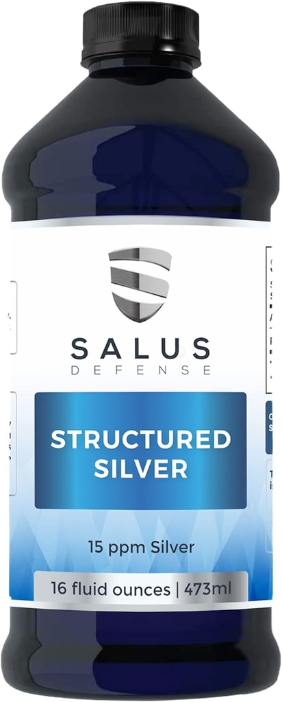 Gestructureerde Silver Liquid - Dagelijkse Immune Ondersteuning Supplement met 15ppm Geavanceerde Gestructureerde Zilveren Technologie - Alle Natuurlijke zonder Additieven - 16 Ounce Fles