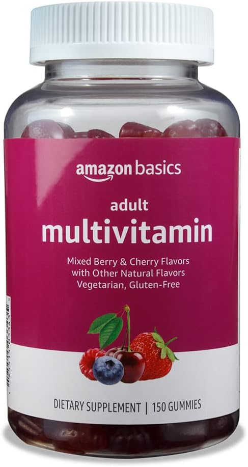 Basics Adult Multivitamine Gummies, Mixed Berry & Cherry, 150 Gummies, 75-Day Supply, Pack of 1 (voorheen Solimo)