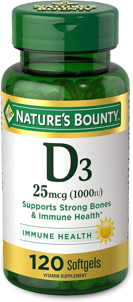 Nature's Bounty Vitamine D3 1000 100 mg Zachte Gels, 120 Tellen