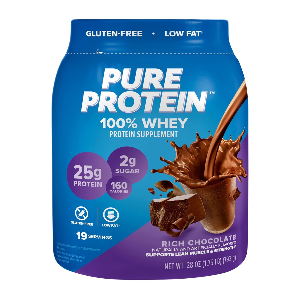 Pure Proteïne 100% Wei Proteïne Poeder, Rijke Chocolade, 25 g Proteïne, 1,75 lb (Verpakking Mei Vary)