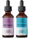 HERBAMAMA Herbal Liquid Drops Kit - Bundle of Milk Thistle Extract & Ashwagandha Root Tinctuur 2 fl oz - Vegan, Non-GMO, Sugar & Alcohol-Free - 2 Pack