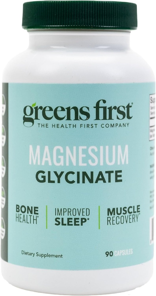 Groenen Eerste Magnesium Glycinate Supplement - Kan ondersteunen Hart Gezondheid, Spiergezondheid, en ondersteuning Metabolisme - Betere absorptiesnelheid - 90 plantaardige capsules