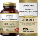 Methyl B-12 5000mcg Kauwbaar met folaat - Vitamine B12 Methylcobalamine Sublingual Tablets - Ondersteunt energie en hersenfunctie - Veganistisch supplement - Oranje smaak - 120 Tel.