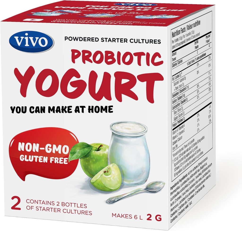 VIVO Probiotic Yogurt Starter/Natural (5 Dozen. 10 Flessen) Maakt 30 liter yoghurt uit.