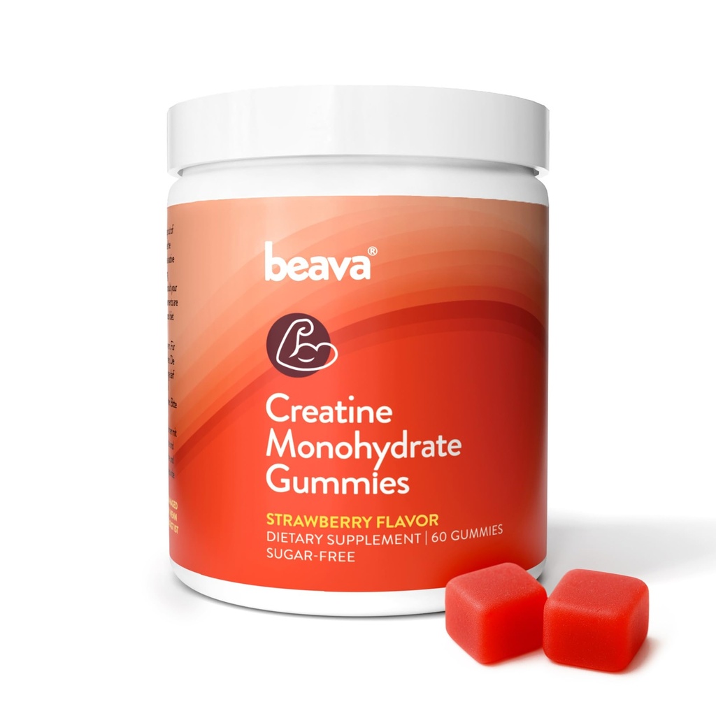 Creatine Monohydraat Gummies - 30 Serves - Vegan Creatine Kauwt voor spiergroei, spierherstel, workout herstel, anaërobe endurance - Geen laden fase - Geen opgeblazen - Aardbei - Lage suiker