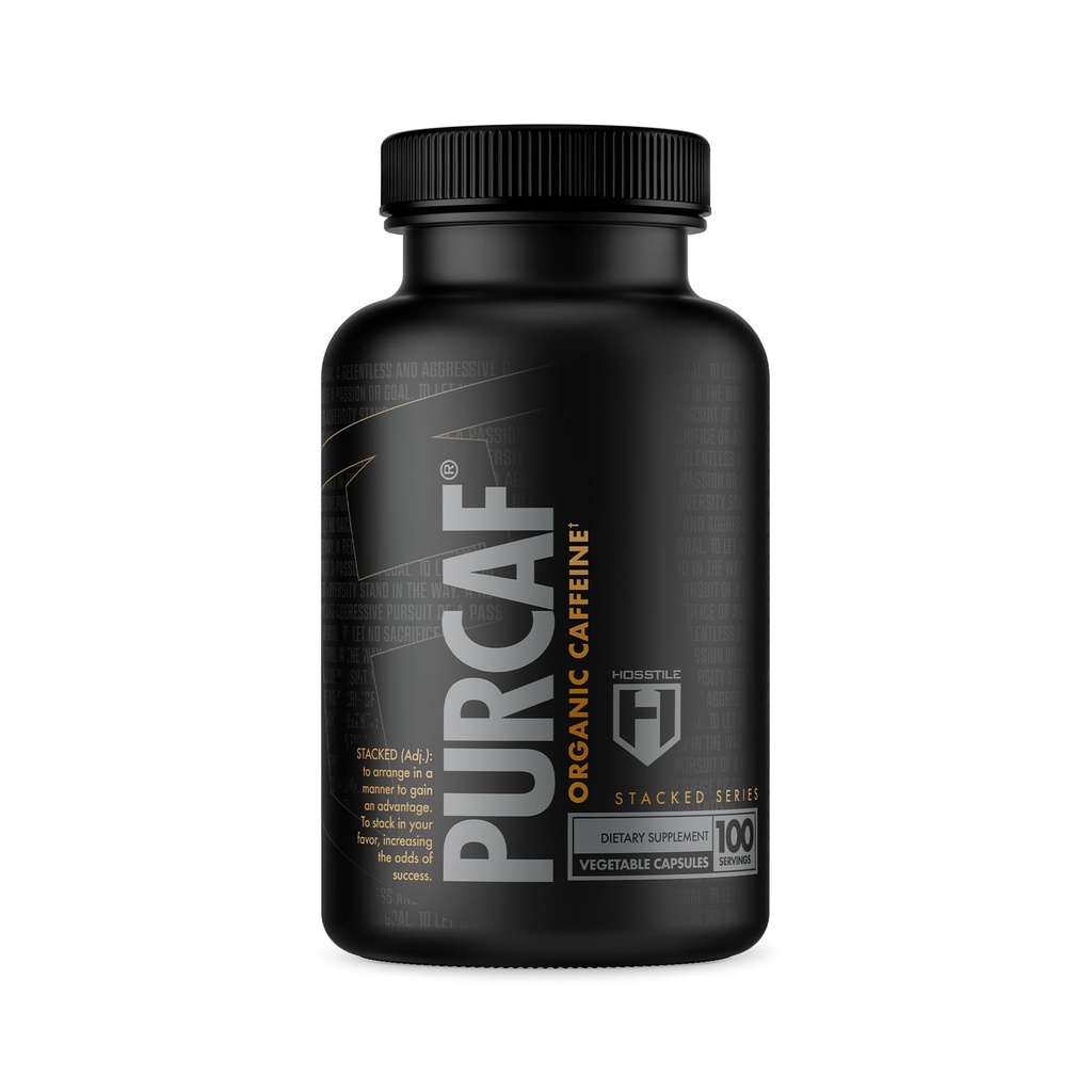 HOSSTILE PurCaf Biologische Cafeïne Capsules, Natural Energy Supplement, Geen Crash of Jitters, Pre Workout Focus & Energy, 200mg per portie, 100 Pillen