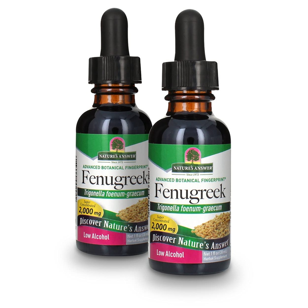 Nature's Answer Fenugreek Seed with Organic Alcohol 2000mg 1oz Extract | Female Reproductive & Lactation Support | Natural Menopause Aid | Gluten-Free, Non-GMO, Vegan | 2 Pack