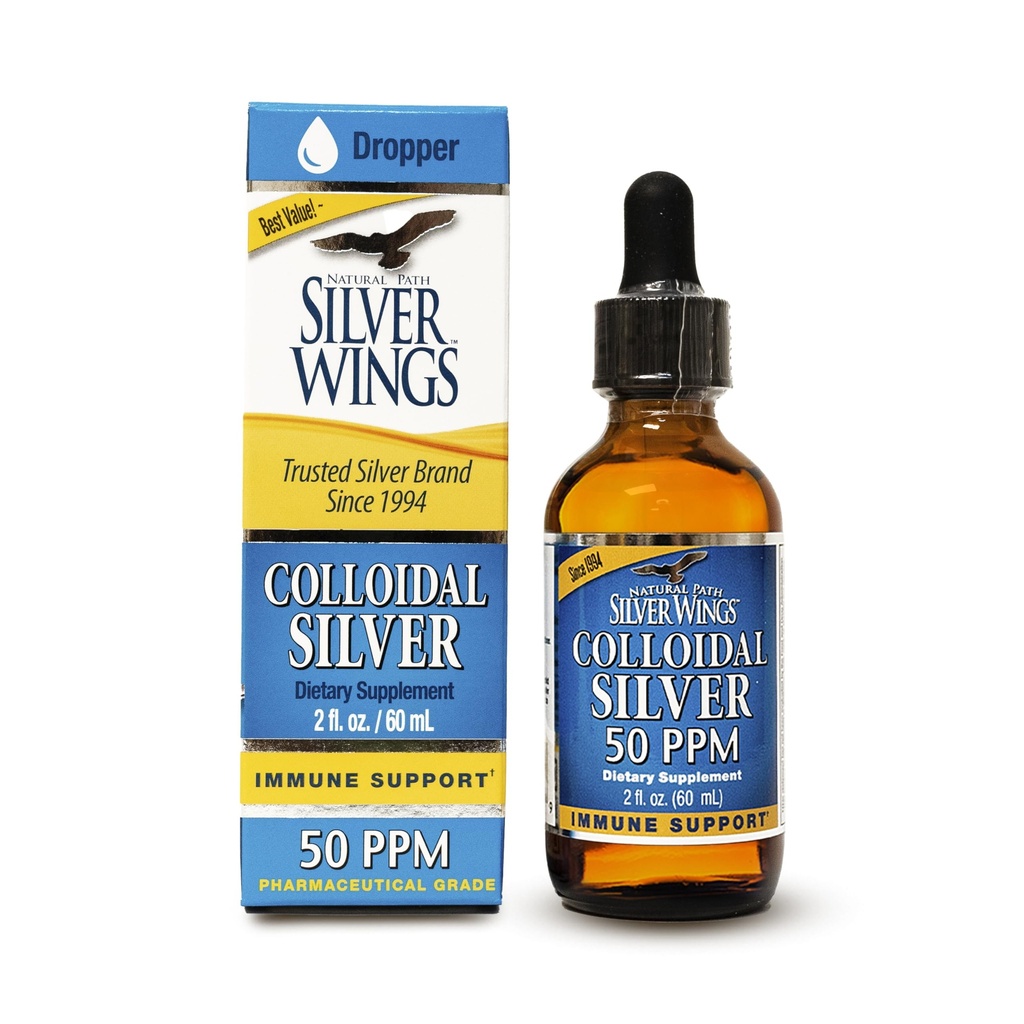 Natural Path Silver Wings Collective Silver 50ppm (250mcg) Immune Support Supplement 2 fl. oz. Dropper