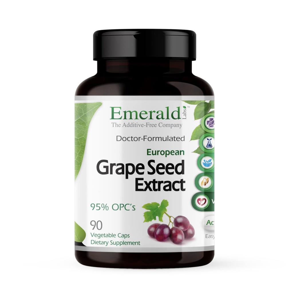EMERALD LABS European Grape Seed Extract - Antioxidant & Immuun Support Supplement - Ondersteunt gezonde bloedstroom - 90 plantaardige capsules (90 dagen levering)