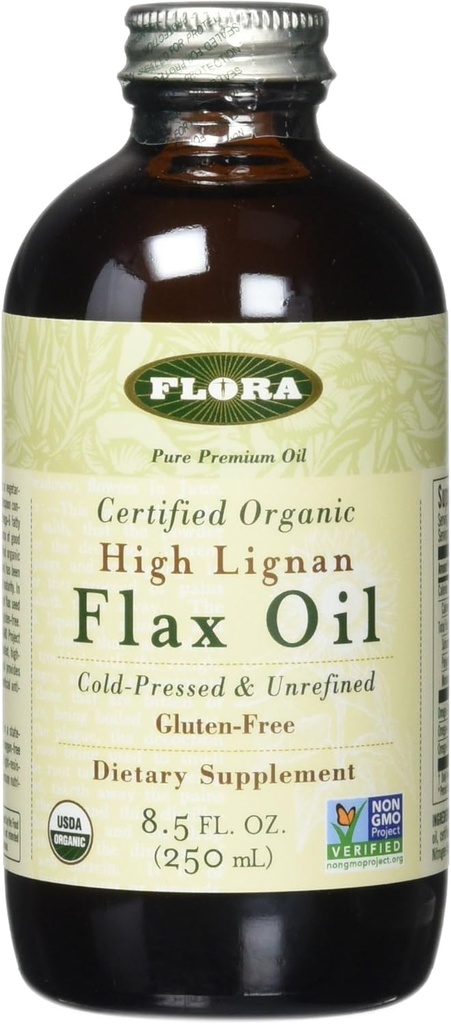 Flora Organic Flax High Lignan Oil 17 oz - Koud geperst en niet geraffineerd - Niet genetisch gemodificeerd en glutenvrij