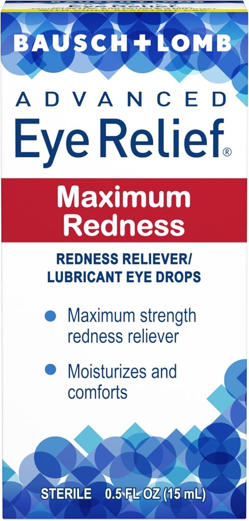 Bausch & Lomb Advanced Eye Relief Maximum Redness Lubricant Eye Drops from 0,5 Fl Oz (15 ml) - Pack of 5