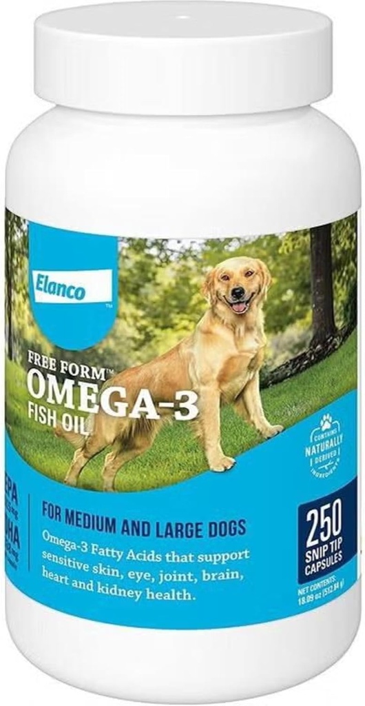 Gratis Form Snip Tips Omega-3 Visolie Liquid Supplement voor middelgrote en grote honden, 250 Tellen