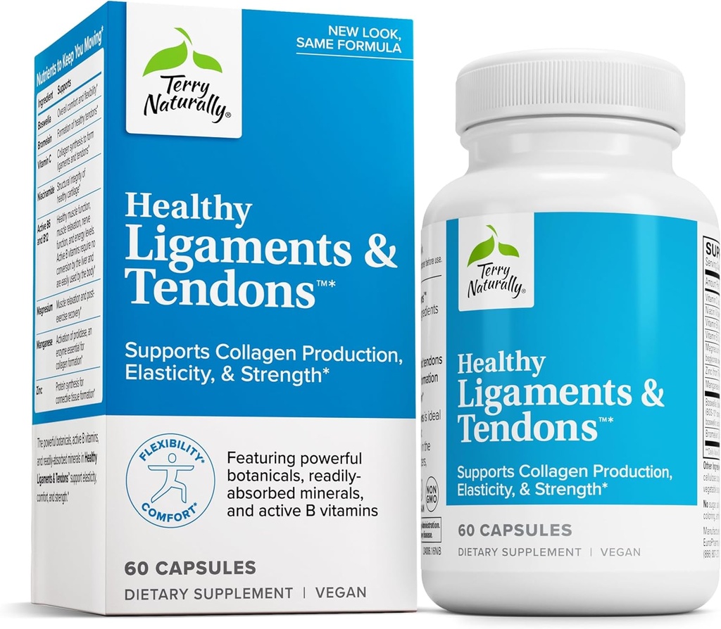 Terry Natuurlijk gezonde ligamenten & Tendons - Dieetsupplement voor Connective Tissue & Joint Smeermiddel Support - Niet-GMO-formule ter ondersteuning van ligament & Muscle Health - 60 capsules