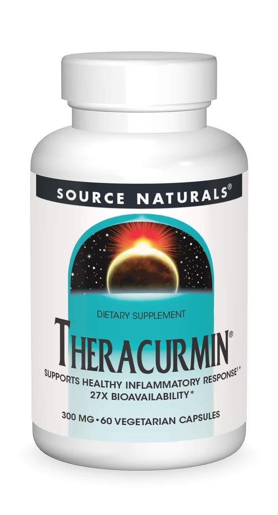 Bron Naturals Theracurmine, Ondersteunt gezonde ontstekingsrespons*, 300 mg - 60 Vegetarische Capsules