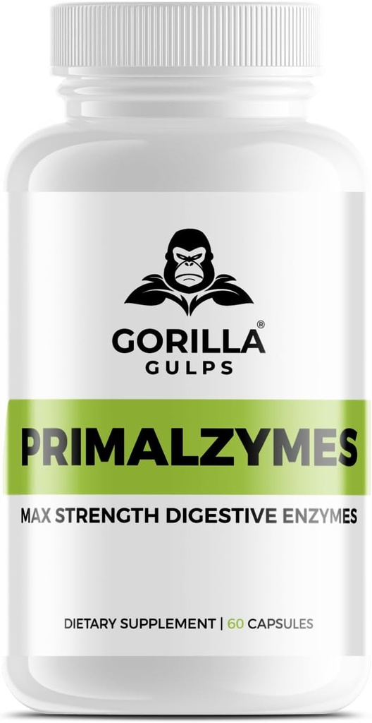 Gorilla Gulps - Primalzymen - Max Strength Digestieve enzymen, 60 Veggie Capsules