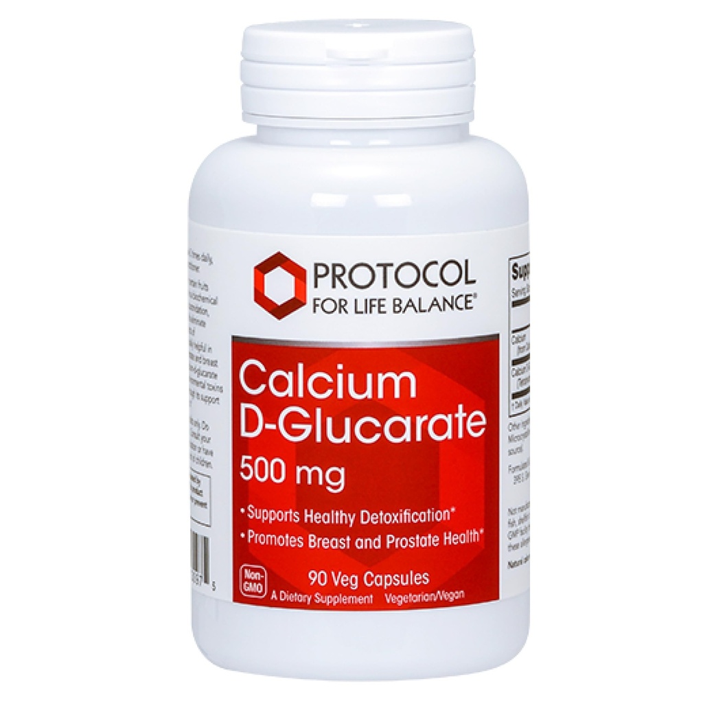 PROTOCOL VOOR LEVENBALANS Calcium D-Glucaraat - 500mg Calcium D Glucaraat - Detox Support - for Borst & Prostate Health - Non-GMO & Dairy Free - 90 Veg Caps