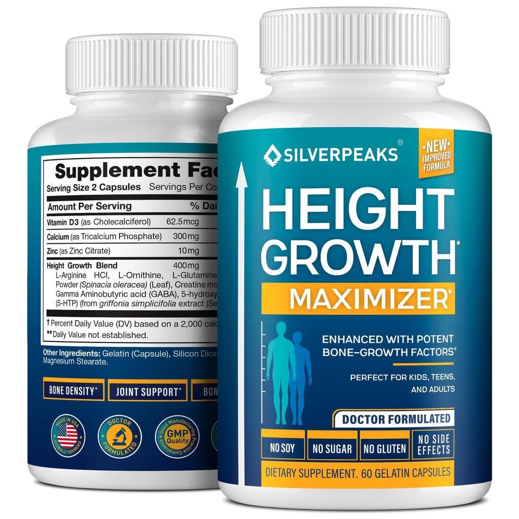 Groei Capsules te groeien Taller - Hoogte Groei Maximizer met Calcium voor botsterkte, Made in USA, Natuurlijke Get Taller Supplement om botgroei volwassenen, tieners & kinderen, vrij van groeihormone verhogen