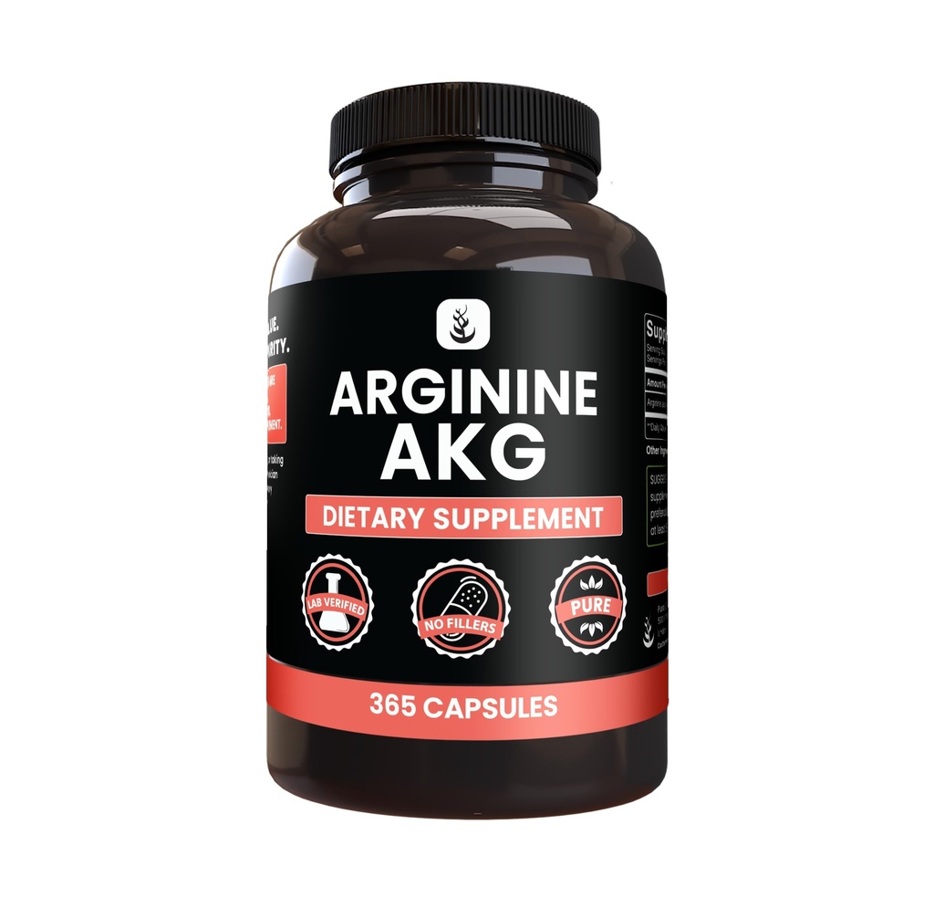 PURE ORIGINEEL INGREDIËNTEN Arginine AAKG (365 capsules) Geen Magnesium of rijstvullers, altijd zuiver, lab geverifieerd