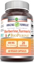 Verbazingwekkende Formules Berberine Kurkuma & Bioperine 800mg per portie 60 Veggie Capsules Supplement 