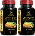 Calcium Magnesium Supplement - Spier- en zenuwstelsel Ondersteuning, Hoge Absorptie, Calcium Supplement met Calcium citraat voor vrouwen en mannen - 2 Flessen 240 Capsules