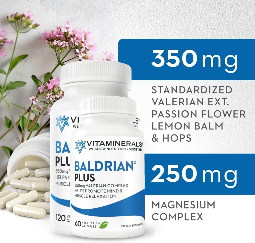 Vitaminerals 33+ Baldrian® Plus Natuurlijke Ontspannende Ondersteuning Gestandaardiseerde Valeriaan Extract (60)