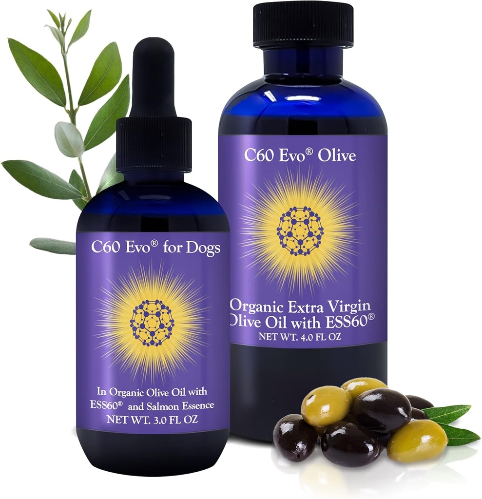 C60 EVO Honden Lover Set - Een fles voor elk van jullie, Pure ESS60 in Extra Virgin olijfolie voor mensen en honden, hondensupplementen, Must-Have Pet Supplies en hondenproducten