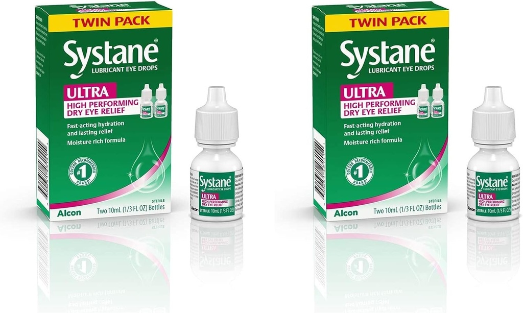 Systane Ultra Lubrican Eye Drops, kunstmatige tranen voor droog oog, Twin Pack, 10-ml Elk (pakket van 2)