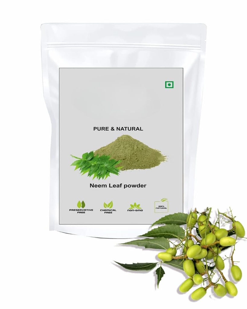 Pure Neem poeder bladeren voor het eten en drinken, huid en haar voeding, dehydratie, Evens huidtone, Acne, Pimpels/Hair Thicker & Sterker -200 Gram