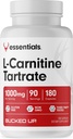 Bucked Up L-Carnitine Tartrate 1000mg, Essentials (90 Servings, 180 Capsules)
